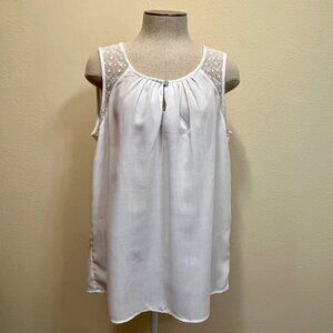 GAP White Crochet Sleeveless Keyhole Tunic Tank Top Size Large